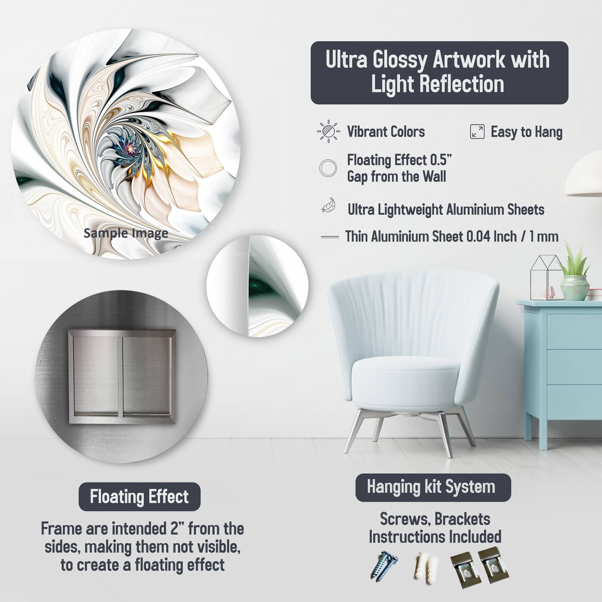 Designart "Rosegold Half Circles Boho IV" Modern Shapes Transitional